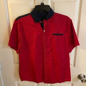 Red and Blue Casual Button Down Shirt